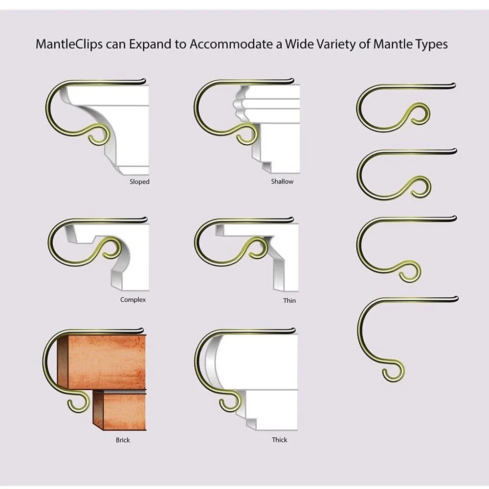 The Original Mantle Clip Set of 4 Stocking Holder Silver‎ Christmas Decoration